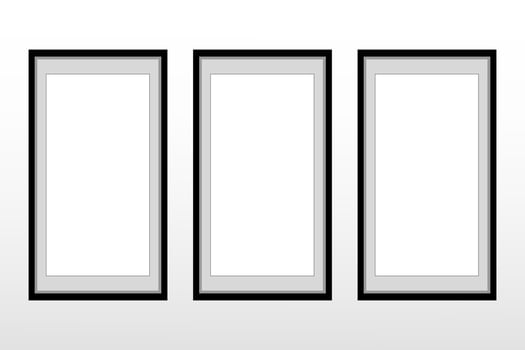 Three photo frame mockup. vector