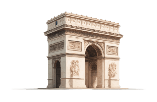 Architectural detail of iconic european monument arc de triomphe png