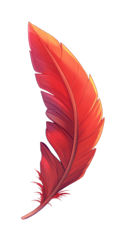 Vibrant red feather with detailed texture and gradient design png