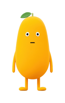 Cute cartoon yellow pear character with leaf expression png