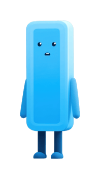 Cute blue rectangular character with surprised expression png