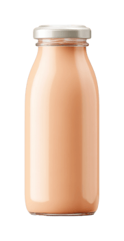 Glass jar filled with creamy orange smoothie or sauce png