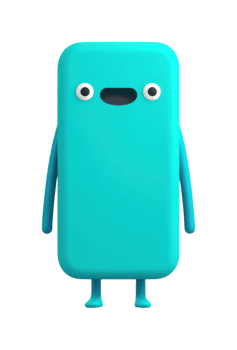 Turquoise cartoon character with googly eyes and limbs png