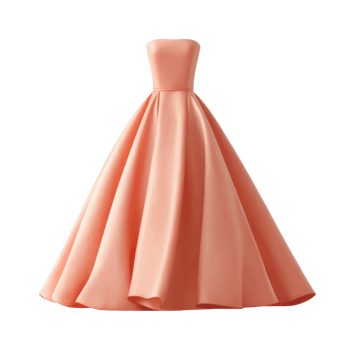 Elegant peach strapless ball gown for formal events and weddings png
