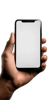 Close-Up View of a Man's Hand Holding a Smartphone Against png