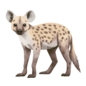 Detailed Illustration of a Hyena Standing in a Sty with Unique Spot Patterns and Expressive Features png