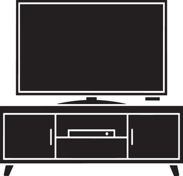 Black and white silhouette of a flat screen television on a modern entertainment center vector
