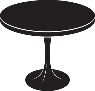 Simple black silhouette of a round pedestal table vector