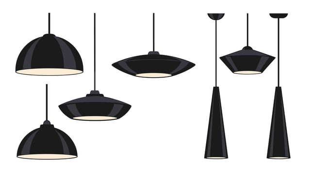 A set of black and white lamps with different shapes vector