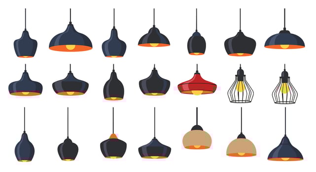 Various lamps and lights in different colors vector