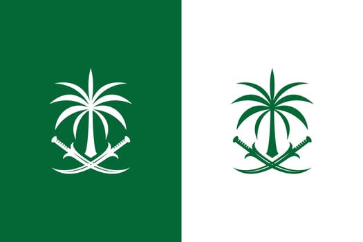 Logo Palm Tree and Sword Middle East National Flag Green Saudi Arabia Emblem Abstract Illustration vector