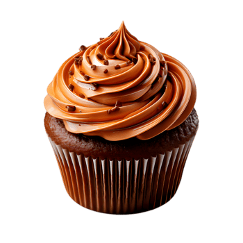 Chocolate Cupcake with Caramel Swirl Frosting and Sprinkles png
