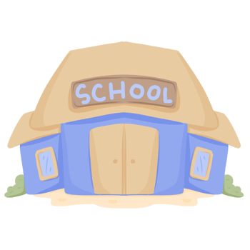 Cute blue school building png
