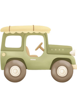 Green safari car with a light yellow canopy illustration png
