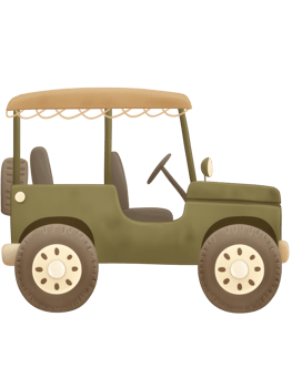 Vintage off-road vehicle parked on a dirt road surrounded by trees during a sunny day in nature png