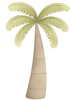 Tall palm tree stands alone against a bright background in a simple design representing tropical vibes png