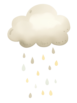 Fluffy gray cloud with light rain drops falling softly on a bright background png