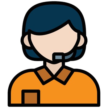 Customer Service Outline Flat Icon, Logistic Company Outline Flat Design icon Concept vector