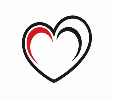 Abstract Red and Black Heart Design Love Logo vector
