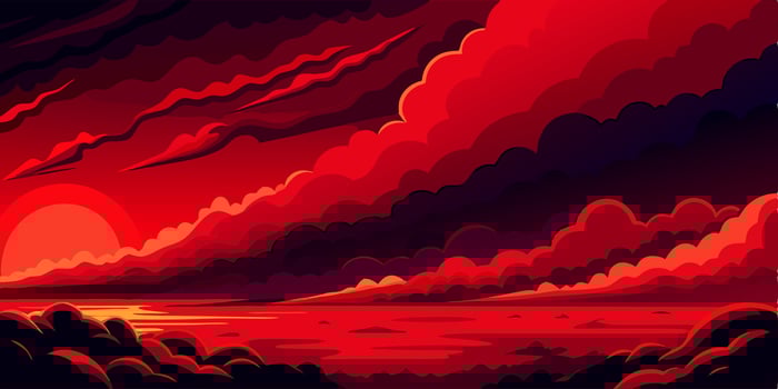 Dramatic Red Sunset Landscape Fiery Sky and Calm Water vector