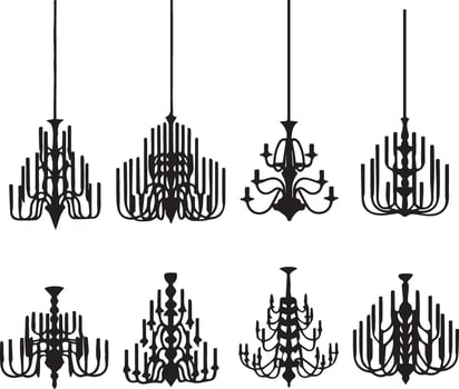 Grand Chandelier Silhouettes Collection - Elegant Lighting Designs vector
