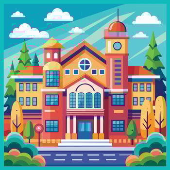 Colorful illustration of a school building vector