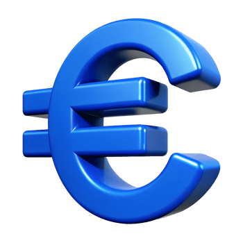 3D Render of a Shiny Blue Euro Currency Symbol Finance and Money Concept png