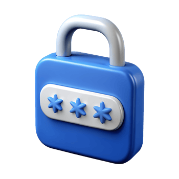 3D Render of Blue Padlock with Password Security Icon Digital Safety Concept Illustration png