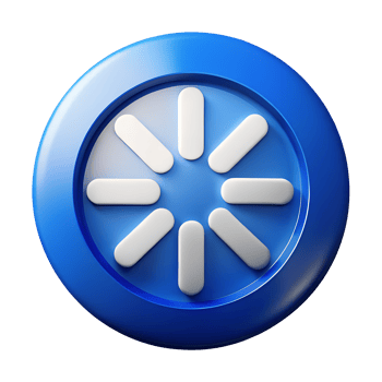 3D Render of Blue Circular Loading Icon with White Segments Progress Indicator Animation Spin png