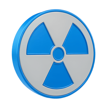 3D Render of Blue and White Radioactive Symbol Hazard Warning Sign Nuclear Energy Icon png