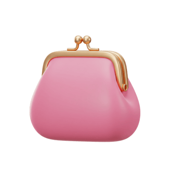 Pink Leather Coin Purse with Gold Clasp 3D Rendered Fashion Accessory png