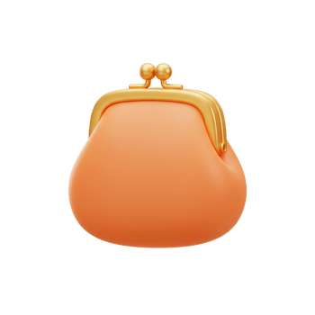 Peach Colored 3D Rendered Coin Purse with Gold Clasp Cute Cartoon Style Wallet Illustration png