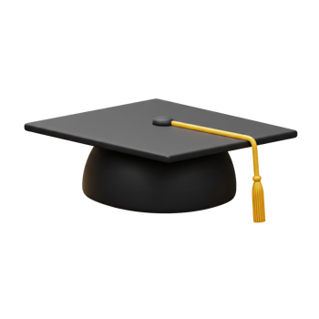 3D Render of Black Graduation Cap with Gold Tassel Academic Achievement Symbol png