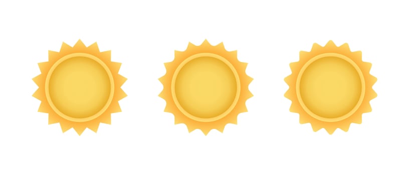 Sunburst, starburst icon set in gradient style. Starburst flower sign symbol vector