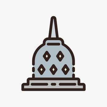 Design Illustration graphic of Borobudur temple icon with colored outline style. Suitable for historical presentation, UI, mobile design, web design, etc. vector