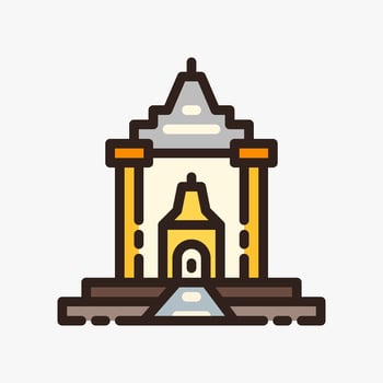 Design Illustration graphic of Ancient Temple icon with colored outline style. Suitable for historical presentation, UI, mobile design, web design, etc. vector