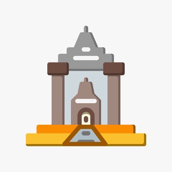 Design Illustration graphic of Ancient Temple icon with flat style. Suitable for historical presentation, UI, mobile design, web design, etc. vector