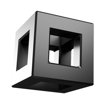 3d abstract icon black open cube frame png