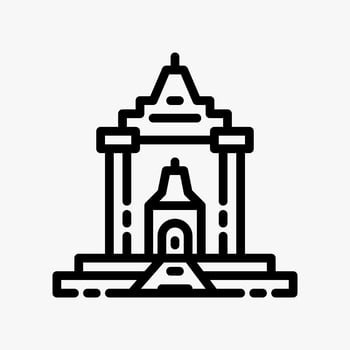 Design Illustration graphic of Ancient Temple icon with line style. Suitable for historical presentation, UI, mobile design, web design, etc. vector