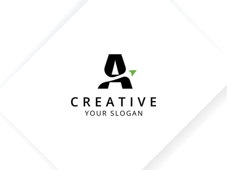 Letter A minimalist monogram logo design with arrow symbol vector