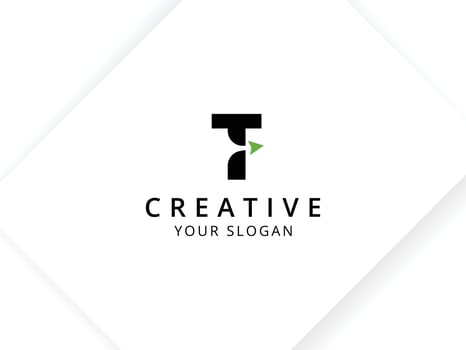 Letter T minimalist monogram logo design with arrow symbol vector