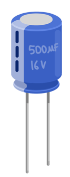 a blue capacitor with the words 50mf on it png