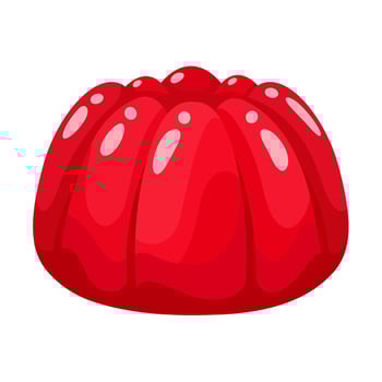 Vibrant red gelatin dessert with a glossy finish, isolated on a white background. vector