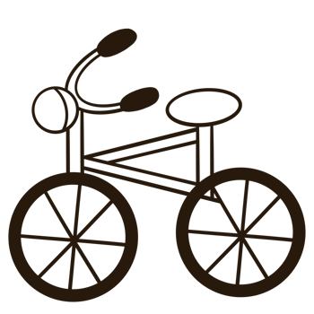 Bicycle line drawing illustration clip art on transparent background png