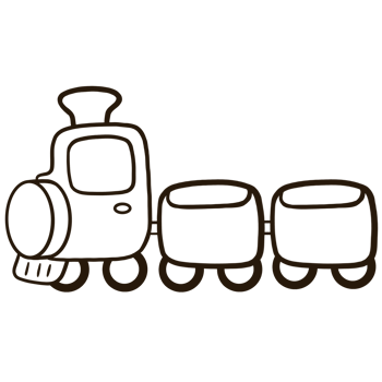 Cartoon train coloring lines on transparent background png