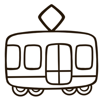 Cartoon car tram on a transparent background. png