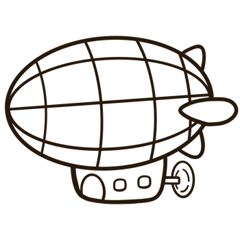 Cartoon flying airship line on transparent background png