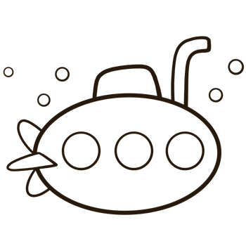 Coloring lines of a submarine and small sponges png