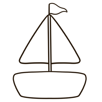 Cartoon sailboat line on transparent background png