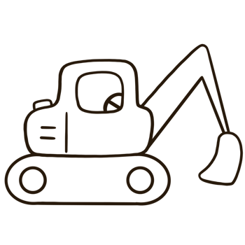 a black and white drawing of an excavator png